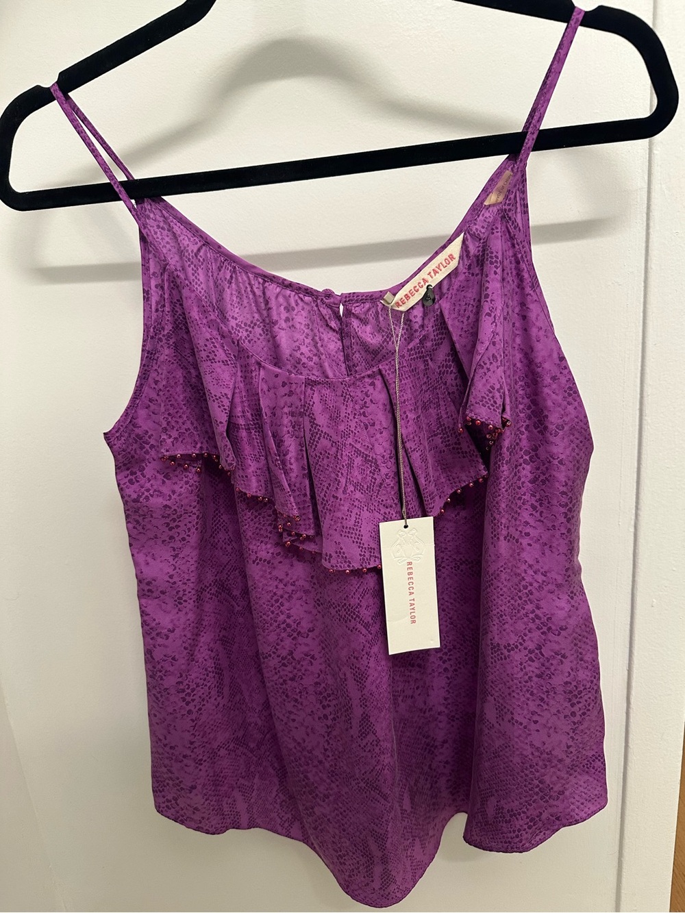 Rebecca Taylor Violet Ruffle 100% Silk Cami NWT